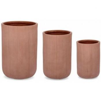 Juego de Vaso Terracota Acanalado 3 Unidades