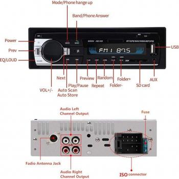 Reproductor de música en tablero 12V: Bluetooth, FM, SD, USB – JSD‑520