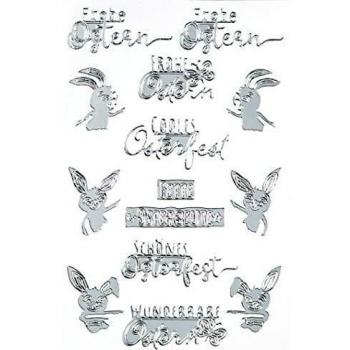 AVERY Zweckform Ostersticker 13 Aufkleber Art. 39187 (selbstklebend, Osterwünsche Frohe Ostern, Schmucketiketten Ostern mit 3D Effekt, Dekoetiketten, Dekosticker) silber