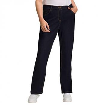 Ulla Popken Damen Jeans Marie, Bootcut, Komfortbund, 5-Pocket, blau, Größe 100