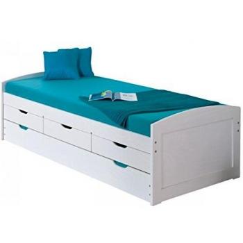 Lit 90x200 gigogne Sydney + 3 tiroirs en bois massif