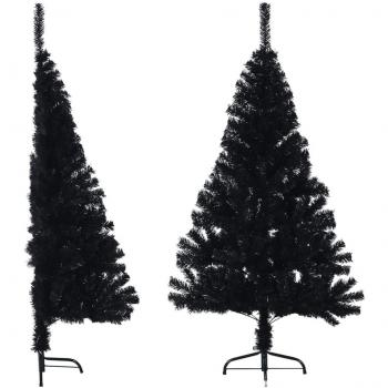 VidaXL Halb-Weihnachtsbaum mit Ständer Schwarz 120 cm