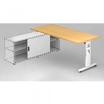 Schreibtisch T-Fuß 180x80cm Ahorn/Weiß