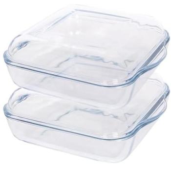 Argon Compact 24 × 21 cm Square Glass Baking Dishes (Set of 2) with Lids