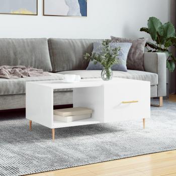 Table Basse en Bois d'Ingénierie, 90x50x40 cm, Blanche Brillante