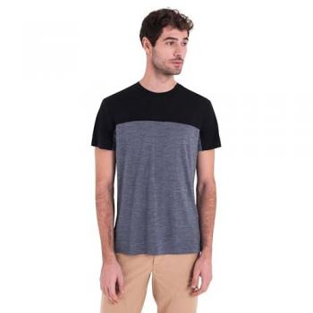 Icebreaker Cool‑Lite™ Herren T-Shirt – Atmungsaktiv, Funktionsmaterial – Farbeblock/Grau/Schwarz – XXL