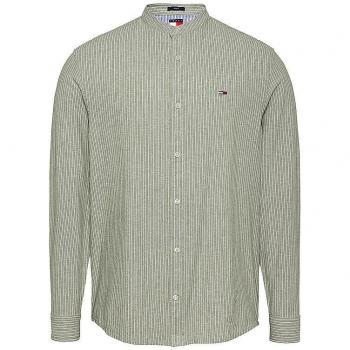 Chemise Tommy Jeans 2 en 1 Coton Lin Rayé Vert XXL