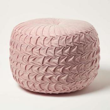Grace Pleated Velvet Pink Pouffe