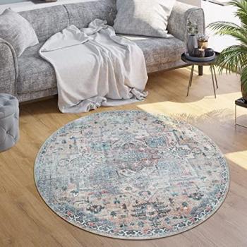 Paco Home Teppich »Lyon 332«, rund, 4 mm Höhe, Kurzflor