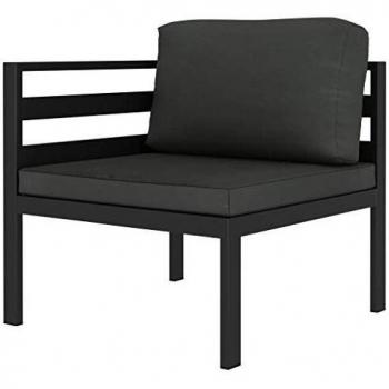 Canapé de jardin en aluminium anthracite avec coussins confortables