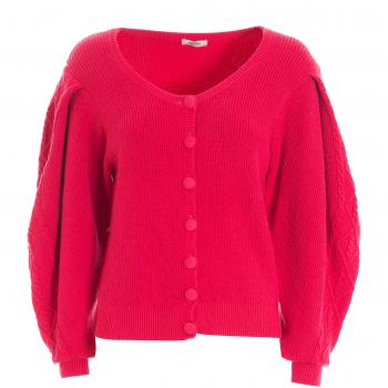 Camisola Cardigã Regular com Costura em Ribs