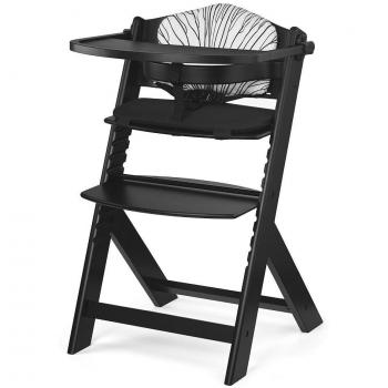 Chaise haute évolutive ENOCK en bois noir avec coussin