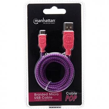 Manhattan 1 Meter Long USB A to Micro-USB B Cable Pink