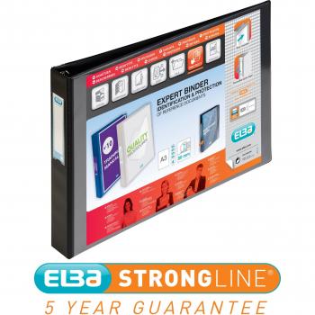 Elba Vision Ring Binder PVC 4 D-Ring A3 30mm Rings Landscape Black (Pack 2)