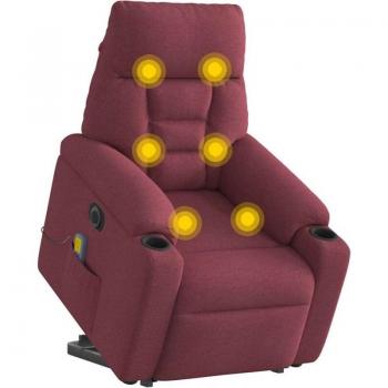 Sillón eléctrico de masaje elevable en tela roja vidaXL