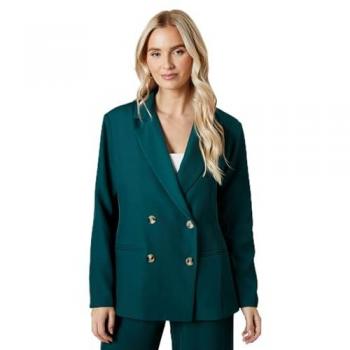 Women's Green Oversized Double Breasted Coat – 12 Inch