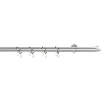 Gardinenstange Good Life „PUNTA“ Gr. 1, grau (chromfarben), L 160 cm Ø 16 mm, Metall, Kunststoff, mit Ringen
