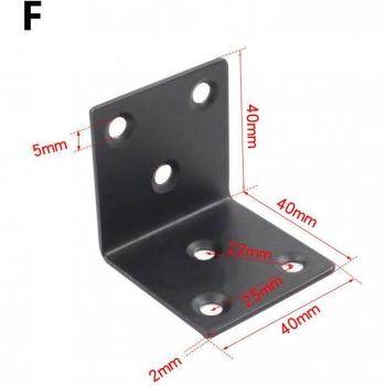 Black Stainless Steel Right Angle Support Brackets (Set of 4)