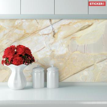 Crédence Auto-adhésive Marbre Doré – 300 x 40 cm