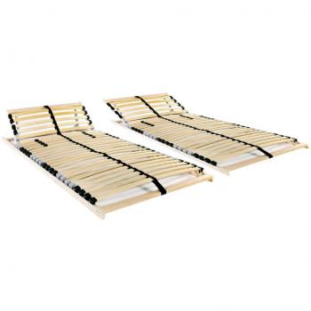 VidaXL 2-Pack Slatted Bed Base with 28 Slats, 7 Zones, 90x200 cm