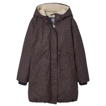 Navy Striped Leopard Parka, Sherpa‑Lined – JONEN 9–10 Year Olds