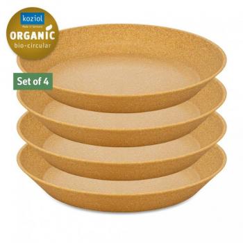 Koziol Bio-Circulair Connect Natur Holz Tiefes 4er-Set Teller, 24 cm