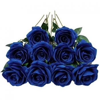 DuHouse Fake Silk Roses Bridal Bouquets with Long Stems