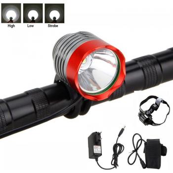 3 Mode T6 LED Bicycle Headlight with Safety Taillight and Battery Pack