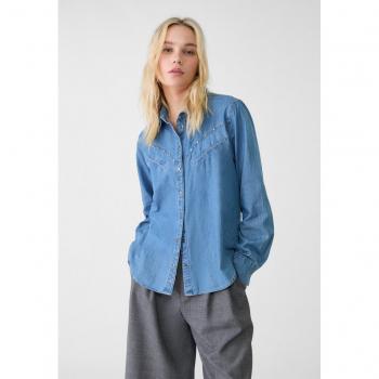 Camicia denim blu con borchie S