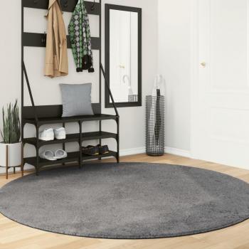 Huarte Short Pile Soft and Washable Rug Anthracite Ø 200 cm