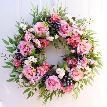 Corona Decorativa de Oficina 19.7 con Hoja Verde y Berry