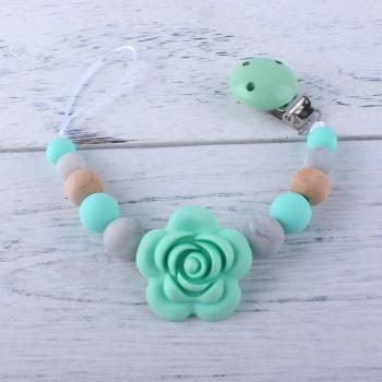Clips de sucette en bois décorés de fleurs
