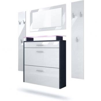 Ensemble penderie et meuble à chaussures Malea avec éclairage LED