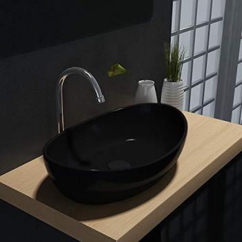 Lavabo da appoggio nero opaco PB2004B in pietra solida