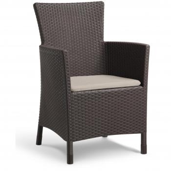 Fauteuil Keter Iowa, jardin, avec coussin, couleur brun-beige, résistant aux UV