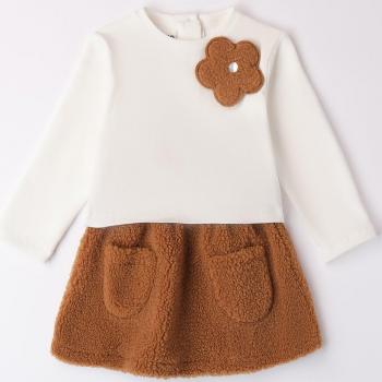 Completo Ido beige felpa e gonna teddy neonata