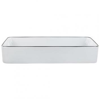 Elegant White Bathroom Countertop with Dark Border – 610 × 350 mm
