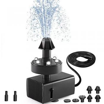 SZMP Outdoor Fountain Pump for Pond Fish Tank, Aquarium (With Plug) with 6 White LED Super Silent Lighting Fountain and 7 Nozzles