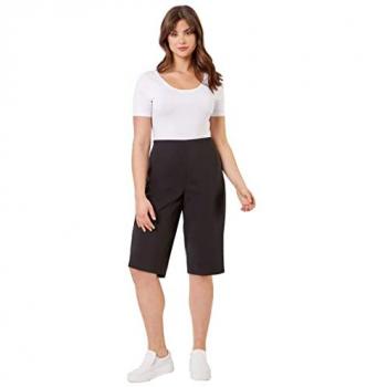 Schwarze Roman Knee‑Length Stretchshorts für Damen