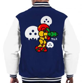 Cloud City Samus V-Neck Varsity Coat – Navy/White