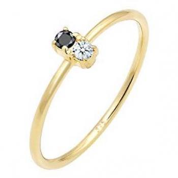 Elli DIAMONDS Verlobungsring »Bi-Color Schwarzer Diamant (0.06 ct.) 375 Gelbgold«