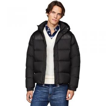 Giacca Piumino Uomo Tommy Hilfiger Mix Down con Cappuccio, Nero, Taglia M