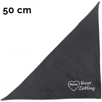 Hundehalstuch Schecker Schwarz 50 cm – „Liebling“ + Herz + Name