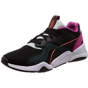 Puma Nova Mesh Black Leather Lace Up Women's Shoes UK 3.5