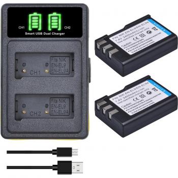 2400mAh EN-EL9 Akku und Typ C Ladegerät für Nikon D40 D60