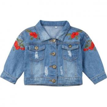 Baby Girls' Casual Denim Coat with Buttons (1-5 Years)