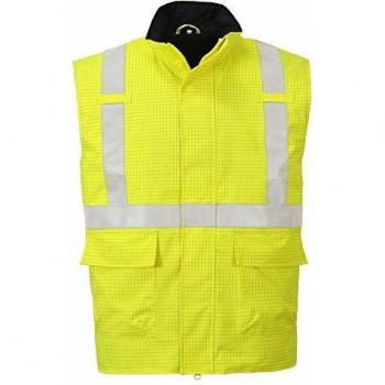 Portwest S776YERL Bizflame Rain Hi-Vis Antistatic FR Body warmer, Regular, Size: Large, Yellow