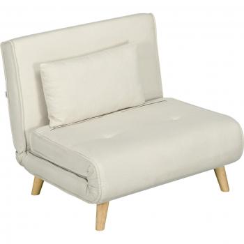 Sofá Cama Individual 2 en 1 con Cojín y Respaldo Ajustable Beige