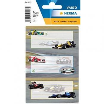 Lot de 6 étiquettes autocollantes HERMA pour livres avec motif de voitures de course