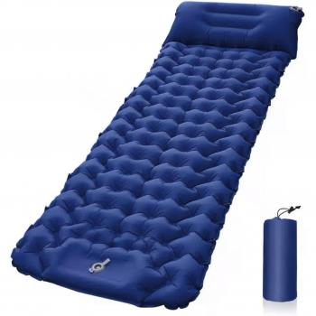 LazAir 25 Sec Quick Inflate Car Mat with Pillow – Blue, Foot‑Operated Outdoor Safety Pad